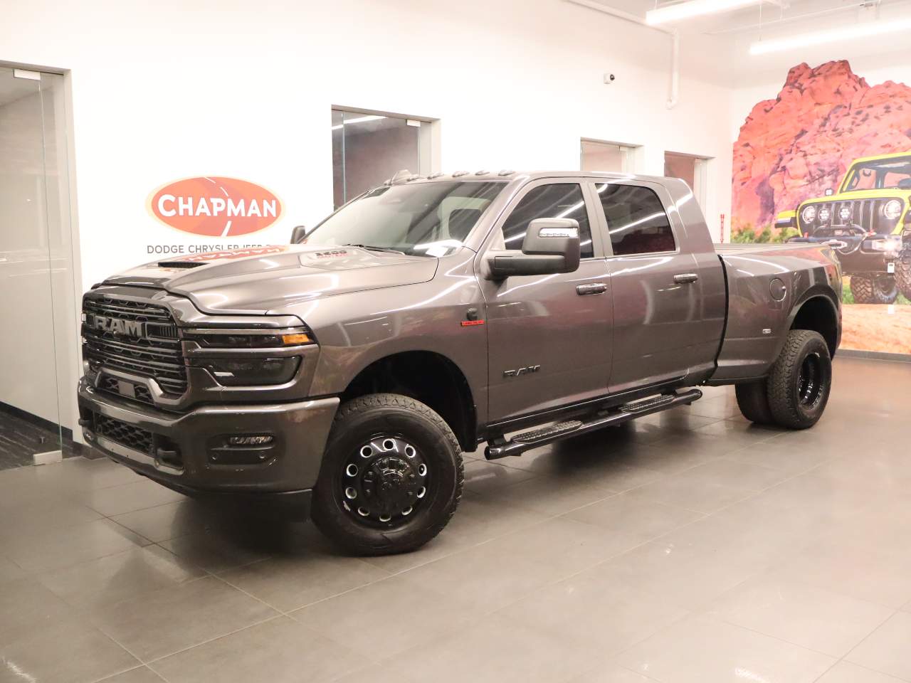 Gray (Granite Crystal Metallic Clear Coat) 2025 RAM 3500 Laramie Mega Cab DRW 4WD Pickup Truck Four-Wheel Drive 8-Speed Automatic
