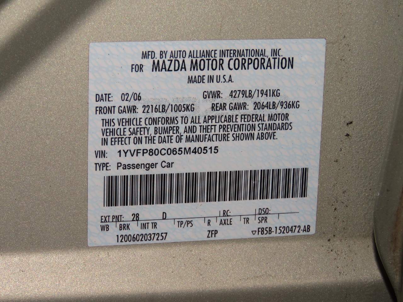 2006 Mazda Mazda6 I