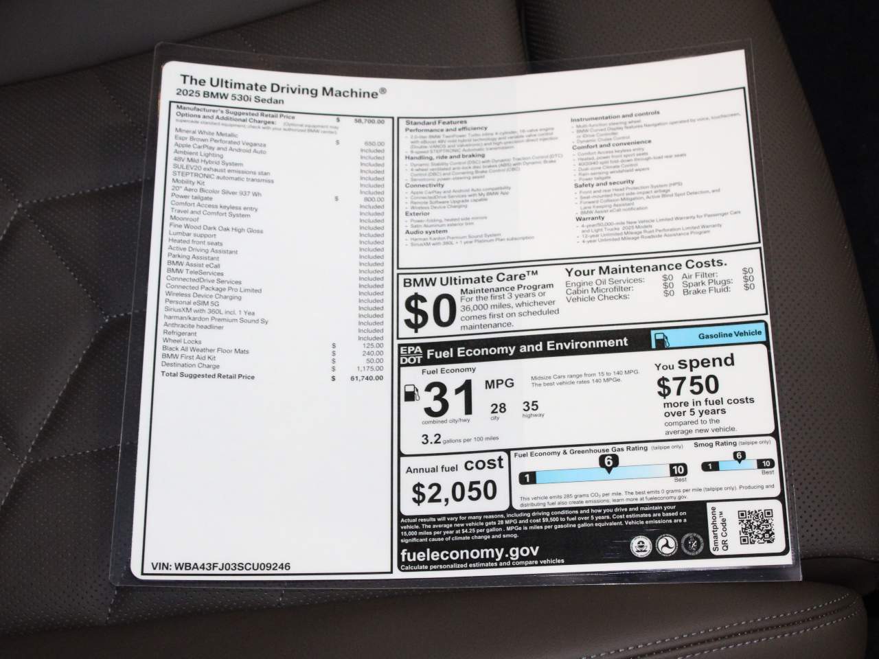 2025 BMW 5-Series 530i Sedan