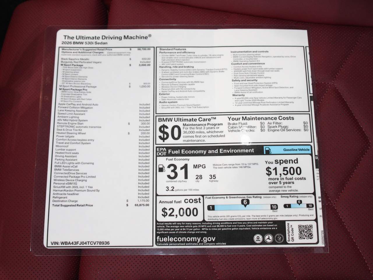 2026 BMW 5-Series 530i Sedan