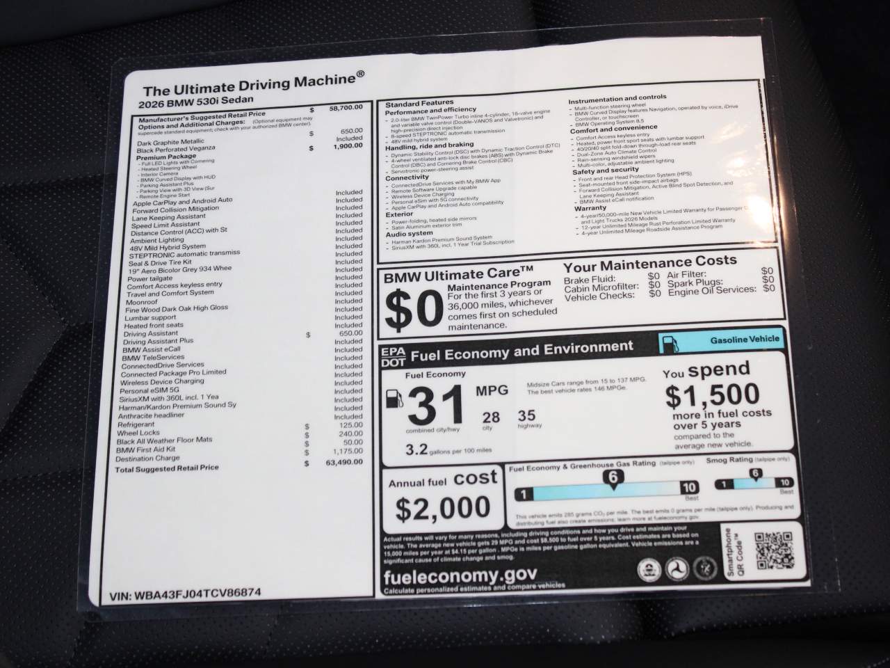 2026 BMW 5-Series 530i Sedan