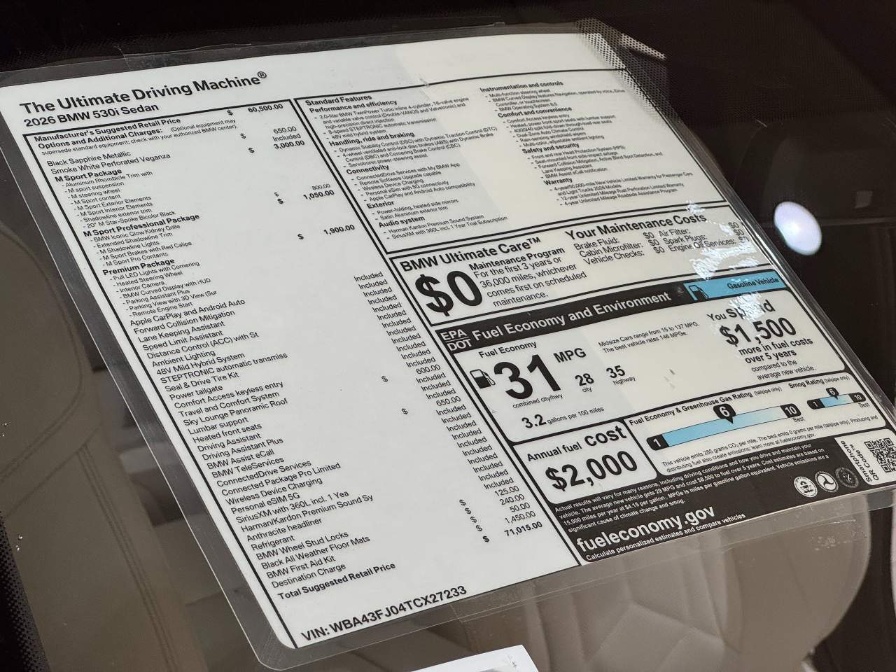 2026 BMW 5-Series 530i Sedan